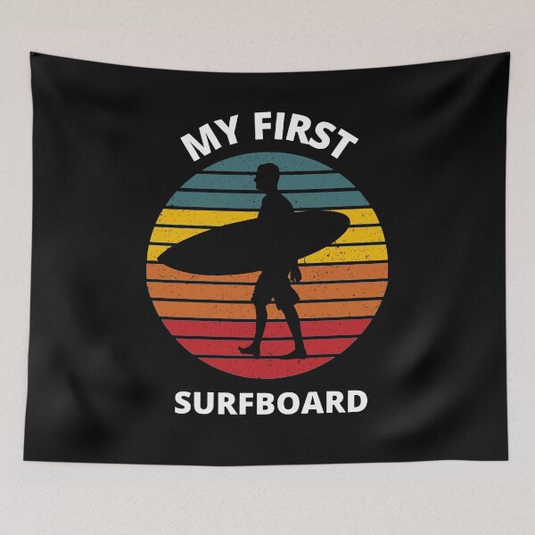 Item preview, My First Surfboard - Retro Surfer designed and sold by BellaVille.