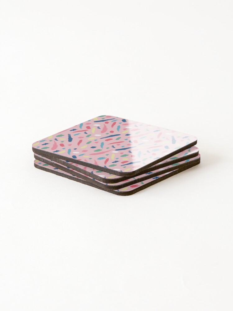 Thumbnail 4 of 5, Coasters (Set of 4), Pink Ranbow Paint  designed and sold by LozzaElizabeth.