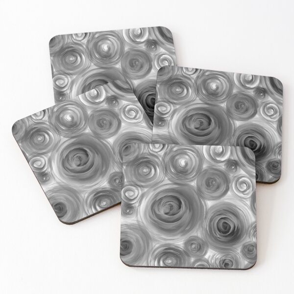 Item preview, Black and White (gray) Garden Rose Watercolor Acrylic Collage Pattern Design Painting designed and sold by AEJdesign.