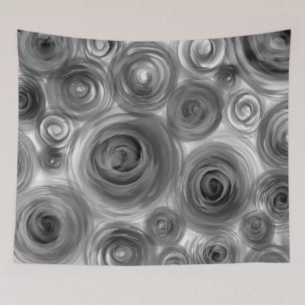 Item preview, Black and White (gray) Garden Rose Watercolor Acrylic Collage Pattern Design Painting designed and sold by AEJdesign.