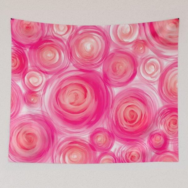 Item preview, Pink Red Garden Rose Watercolor Acrylic Collage Pattern Design Painting designed and sold by AEJdesign.