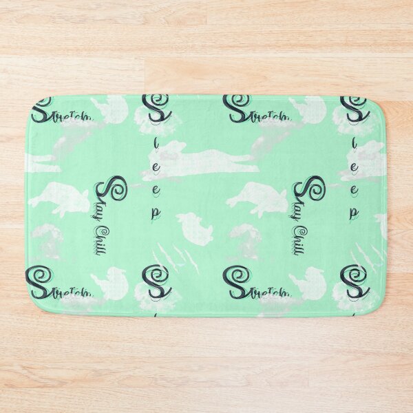 Item preview, Stretch, Sleep, Stay Chill Cute Sleeping Rabbits on Cloud Nine - Chalkboard Style x Cloudy Sky Mint Green - Sleeping is My Favorite Pastime - Seamless Repeating Pattern designed and sold by sthNnth.