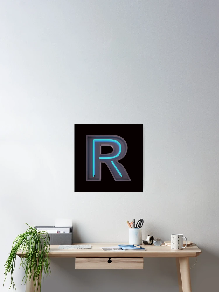 Thumbnail 2 of 3, Poster, Neon Letter Sign R- initial designed and sold by Ruby Jackson.