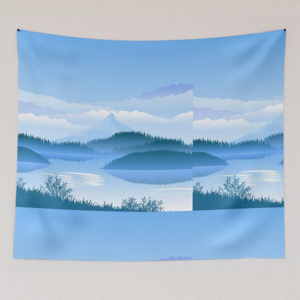 Item preview, Tranquil Sky-Blue Lake Landscape designed and sold by HappyLife4U.