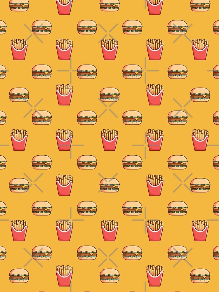 Discover Burger French Fries with Doodle Style Leggings