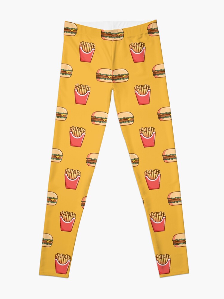 Discover Burger French Fries with Doodle Style Leggings