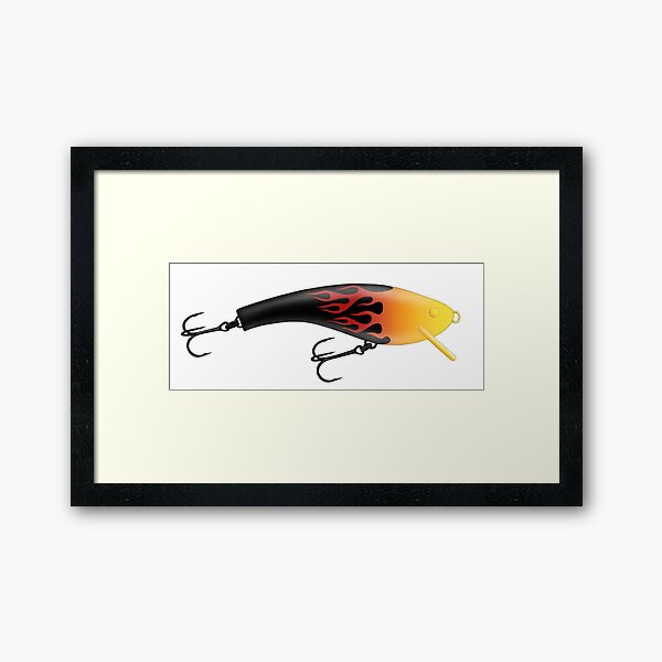 Red Flamed and White Popper Fishing Lure Art Print for Sale by