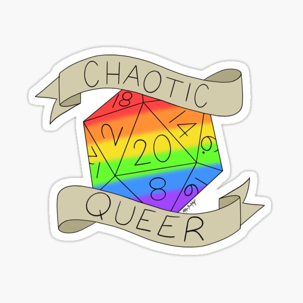 Vista previa del artículo con la obra «Chaotic Queer D20», diseñado y vendido por Mikasb33.