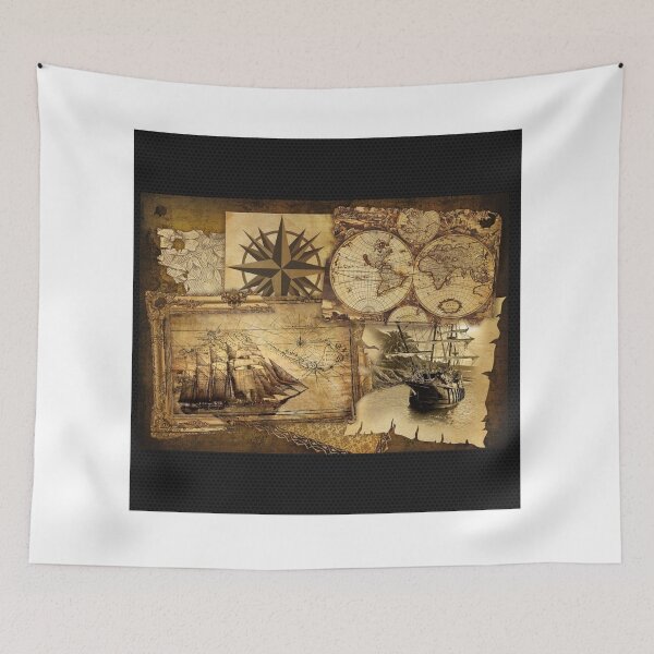 Item preview, Compass, old map and ship. designed and sold by Mauro Emmanuel Gonzalez.