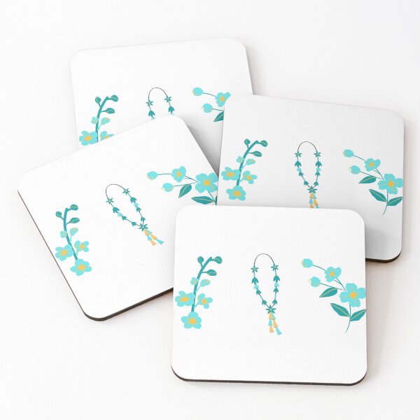 Item preview, flashy pattern - turquoise watercolor sampaguita flowers pack on white background  designed and sold by Amalzaki.