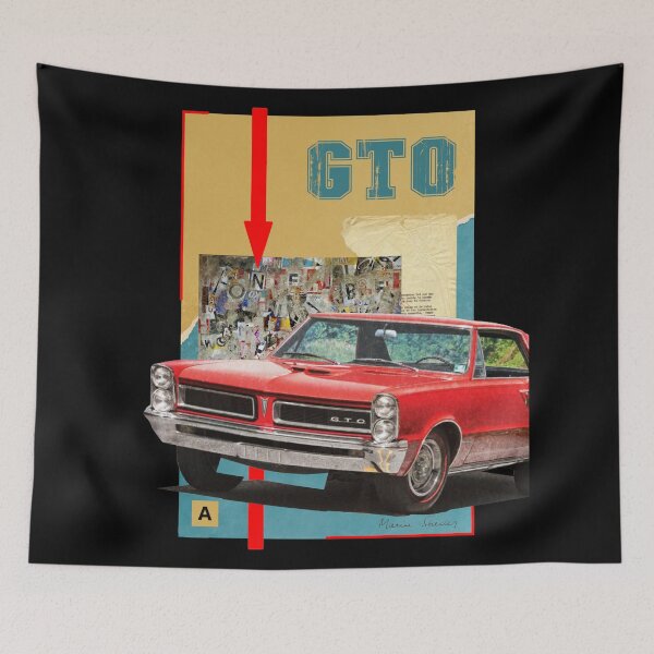 Item preview, Red GTO USA Car with Red Arrow and Vintage Torn Paper designed and sold by KALEIDOSCOPE UK.