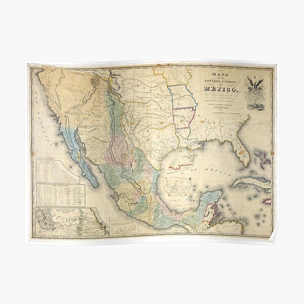Vintage Map of Mexico (1847) Poster