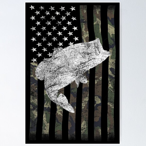 USA flag bass fishing, stars and stripes, american flag fishing, fish,  patriot, hunting Poster for Sale by InkyJack