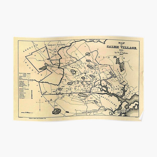 Vintage 1692 Map Of Salem Massachusetts 1866 Poster By Bravuramedia Redbubble