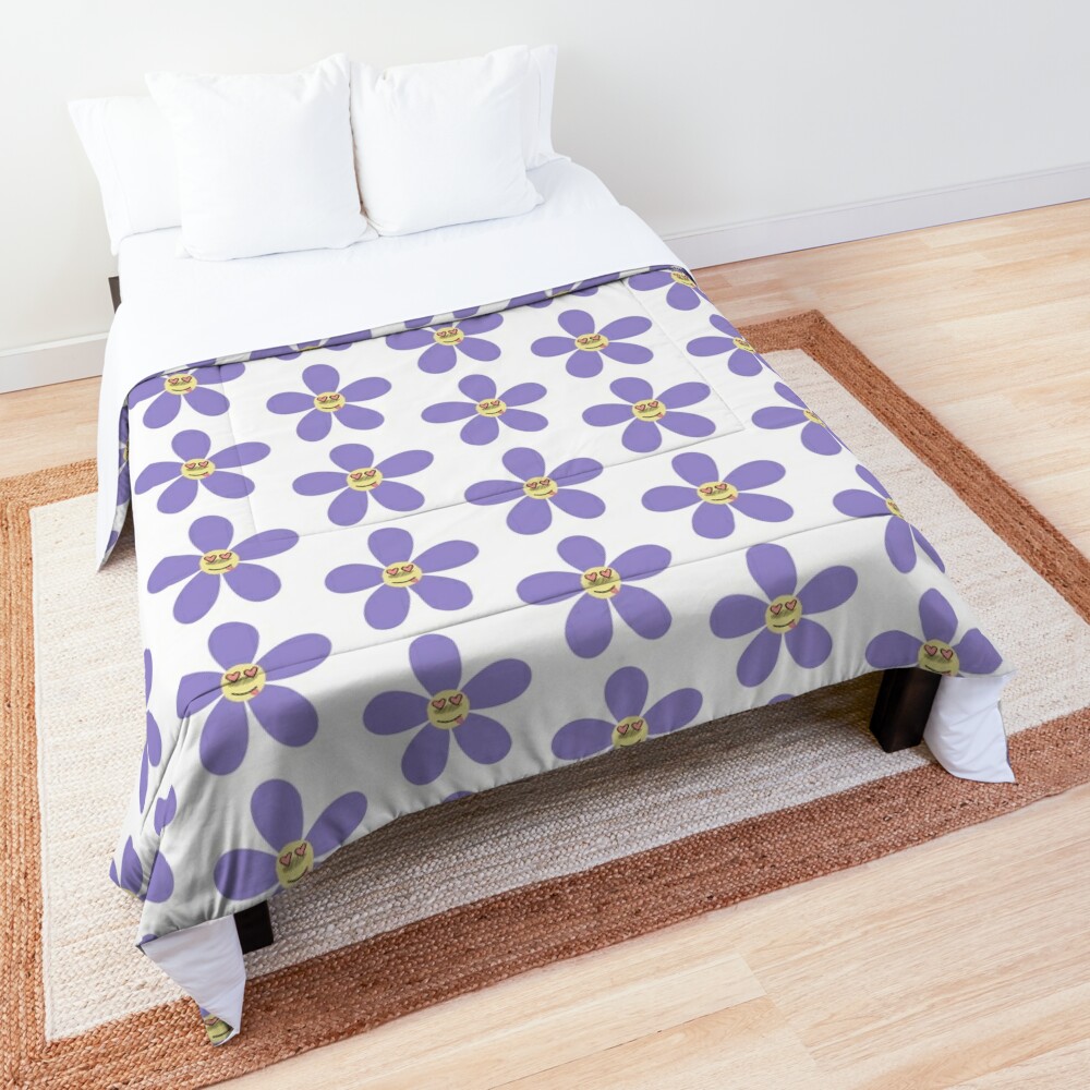 Discover Cute Kidcore Flower with Heart Eyes Quilt