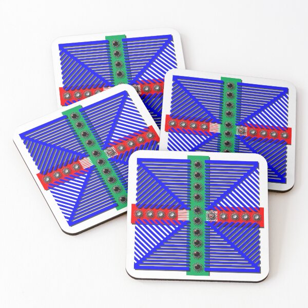 Item preview, Square, Corona, Grid, Smiley, (402) (blue, green, red) Decorative, Digital, Colorful, Abstract, designed and sold by Paszkan.
