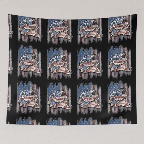 Item preview, Bass Fishing Fisherman USA Vintage Amercian Flag Fishing designed and sold by musgroveart.