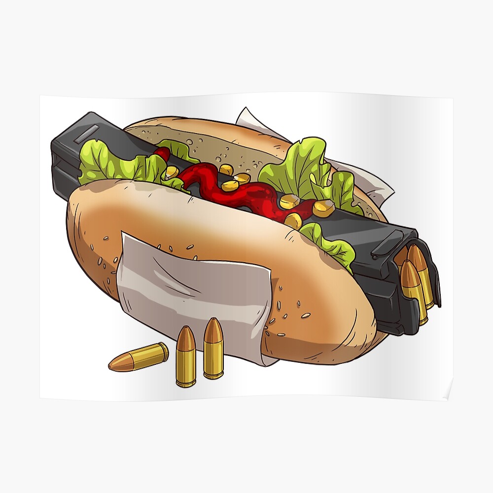 9mm Hot-Dog Sticker for Sale by Under-Radar-Art