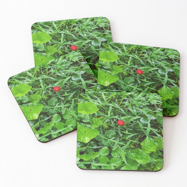 Item preview, RED STRAWBERRY GREEN LEAVES  designed and sold by RetroPlaceee.