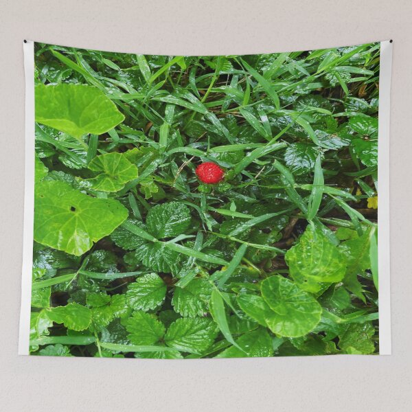 Item preview, RED STRAWBERRY GREEN LEAVES  designed and sold by RetroPlaceee.