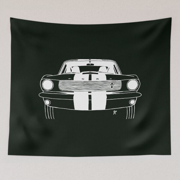 Item preview, Ford Mustang Shelby white lines Black background designed and sold by Cardrawing-Art.
