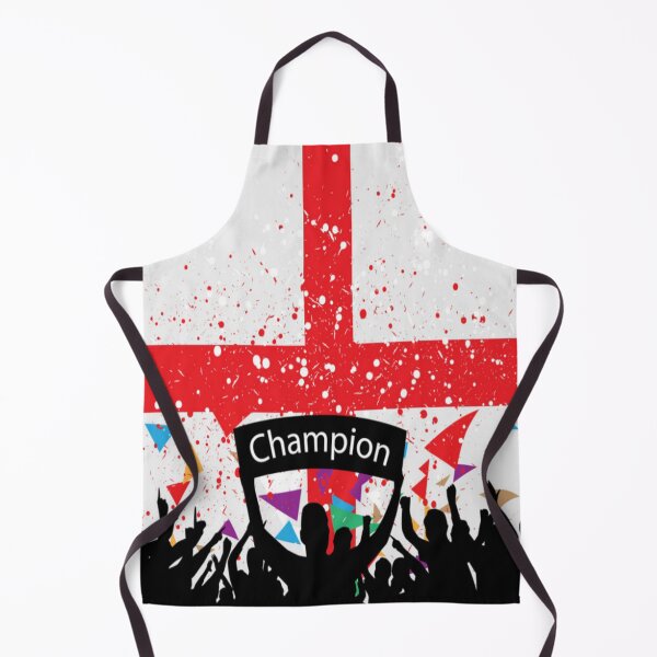 Artikelvorschau, England-Fußball - Silhouette-Fans drängen sich jubelnde Champions mit England-Flaggen-Hintergrund entworfen und verkauft von WearWolfDesigns.
