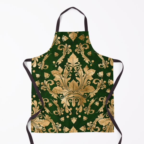 Item preview, Oriental Vintage Damask Ornament - Green and gold designed and sold by k9printart.