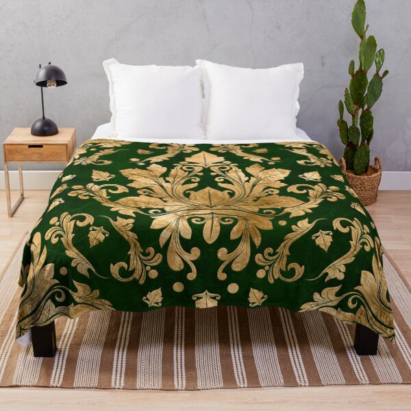 Item preview, Oriental Vintage Damask Ornament - Green and gold designed and sold by k9printart.