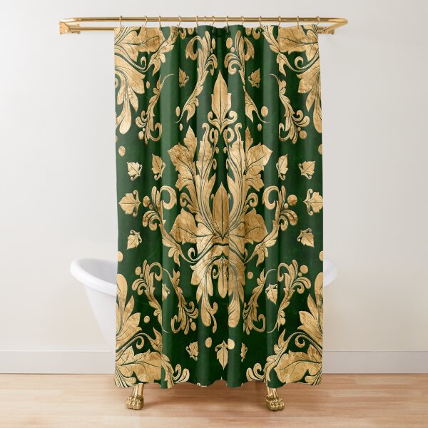 Green And Gold Shower Curtains for Sale