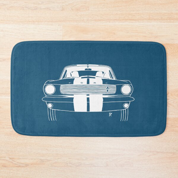 Item preview, Ford Mustang Shelby white lines blue background designed and sold by Cardrawing-Art.