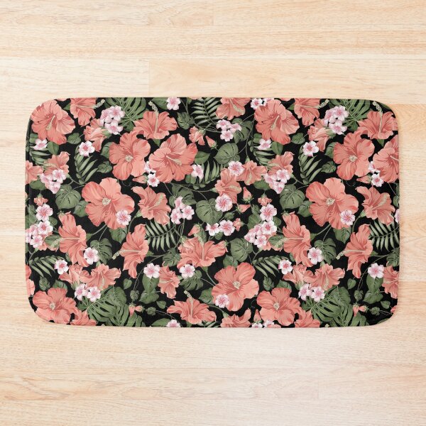 Item preview, Tropical Seamless Pattern Blooming Hibiscus Black Background designed and sold by Peekonet.