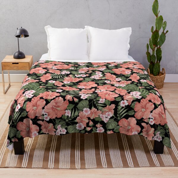 Item preview, Tropical Seamless Pattern Blooming Hibiscus Black Background designed and sold by Peekonet.