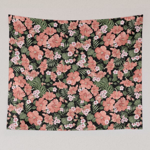 Item preview, Tropical Seamless Pattern Blooming Hibiscus Black Background designed and sold by Peekonet.