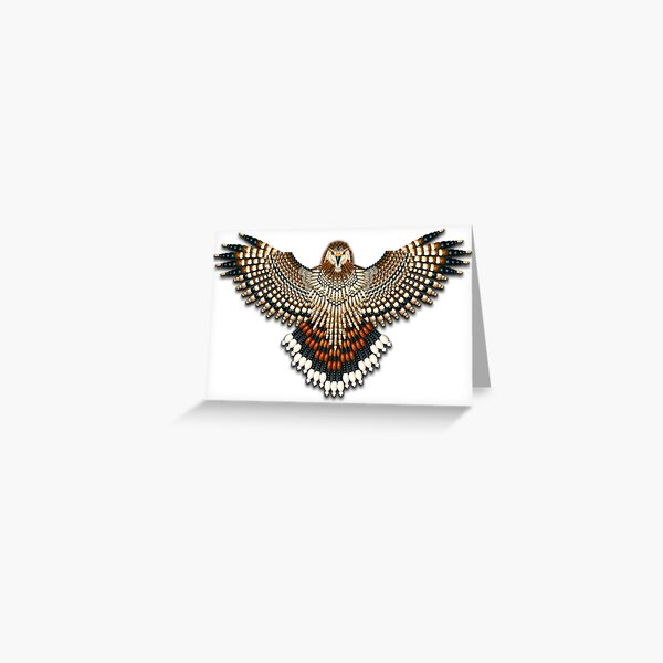 Beadwork Red-Tail Hawk Greeting Card