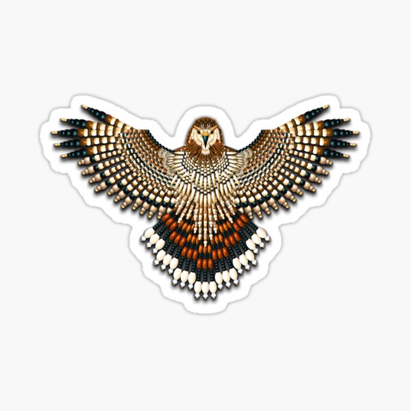 Beadwork Red-Tail Hawk Sticker