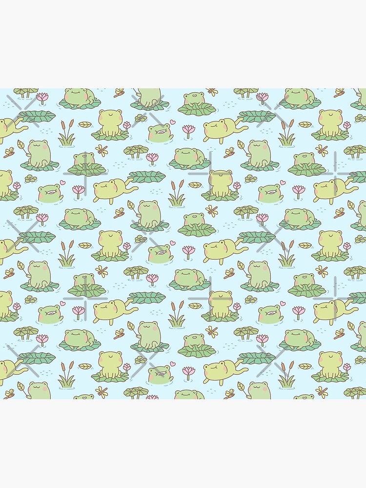 Cute Frogs and Dragonflies Pond Pattern by rustydoodle