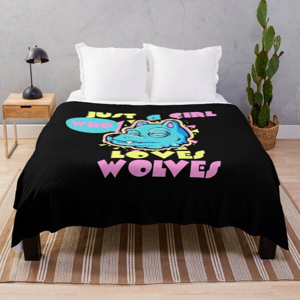 Item preview, Just A Girl Who Loves Wolves Vaporwave 80s Vibe Party Wolf designed and sold by swiftyspade.