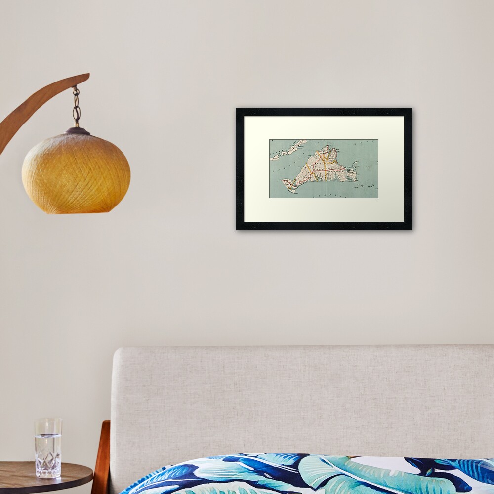 Vintage Map of Martha's Vineyard (1917) Framed Art Print