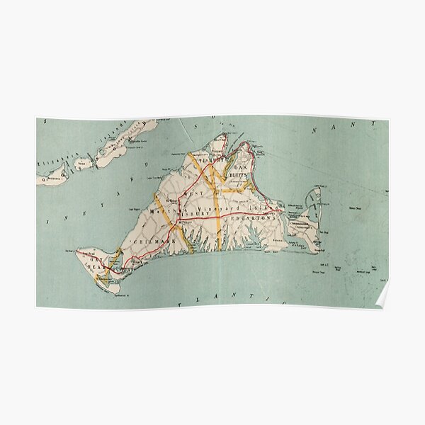 Carte vintage de Martha's Vineyard (1917) Poster