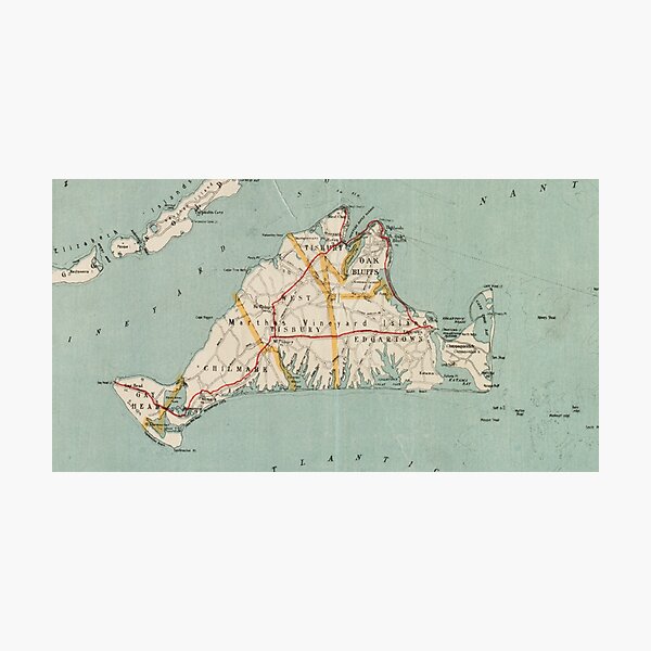 Item preview, Vintage Map of Martha's Vineyard (1917) designed and sold by BravuraMedia.