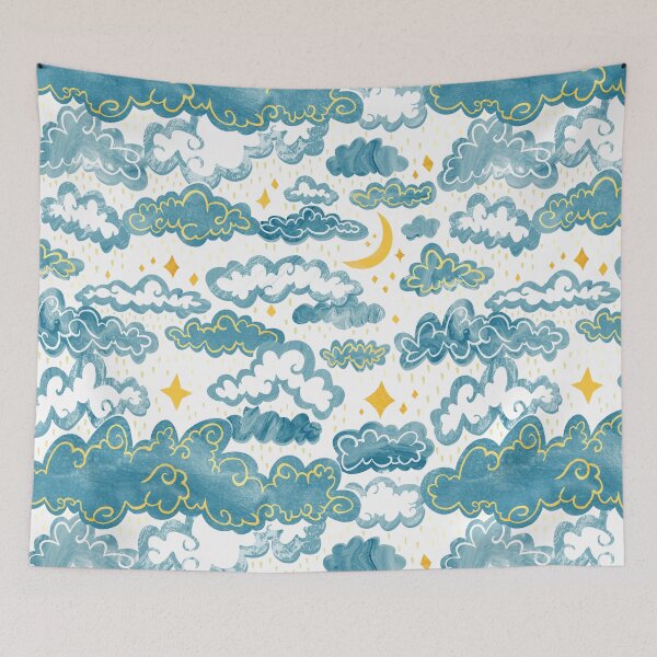 Item preview, Starry Rainclouds - Grey Blue  designed and sold by TigaTiga.