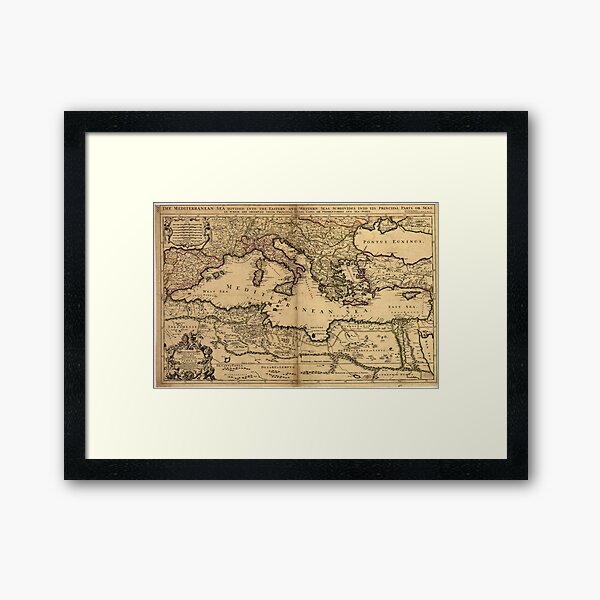 Item preview, Vintage Map of The Mediterranean Sea (1685) designed and sold by BravuraMedia.