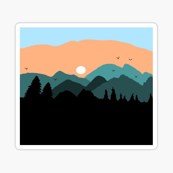 Sun and hills Sticker