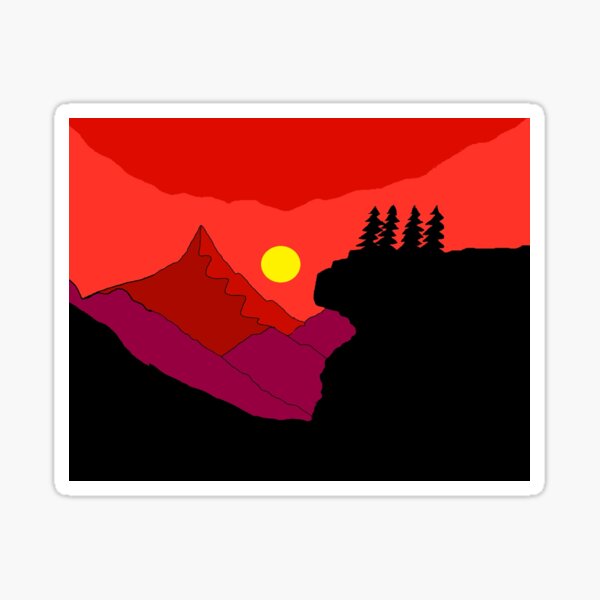 Sunrise and hills Sticker