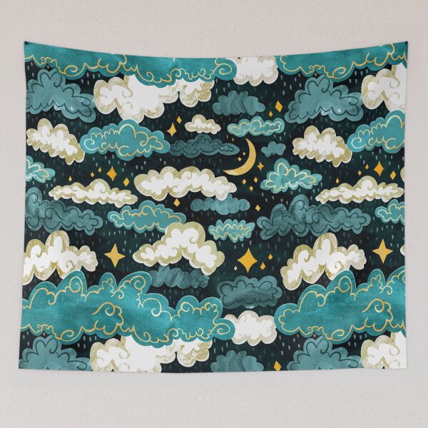 Item preview, Midnight Rainclouds - Golden Lining designed and sold by TigaTiga.