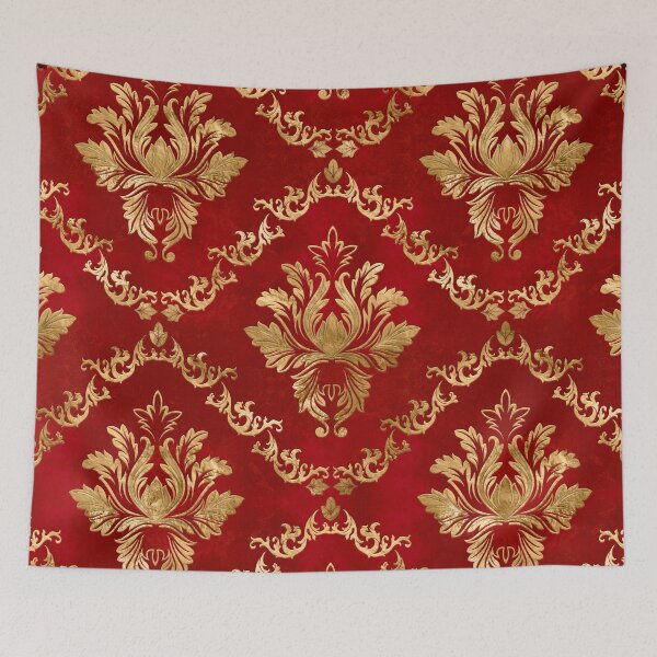 Item preview, Oriental Vintage Damask Pattern - Red and gold designed and sold by k9printart.