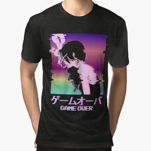 Aesthetic Glitch Sad Anime Girl / Boy Game Over' Men's T-Shirt