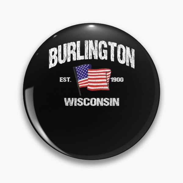 Aperçu de l'œuvre Burlington Wisconsin Wi Usa Stars Stripes Vintage Style Gift créée et vendue par mchargue12.