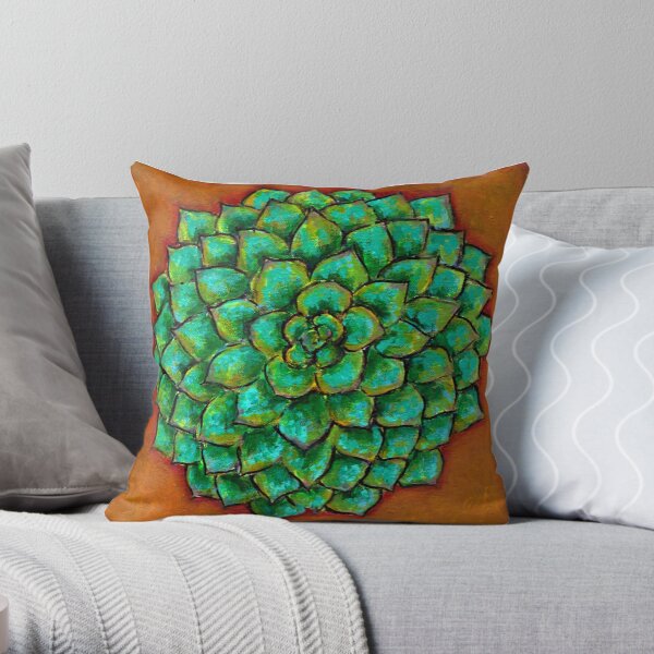Succulent Mandala Throw Pillow