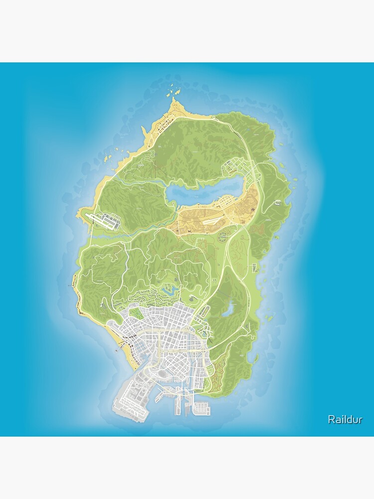 GTA 5 Map HQ Poster by Raildur